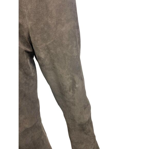 Shanghai Tang Women's 8 Brown Suede Leather Silk Lined Straight Leg Pants EUC - Picture 3 of 4